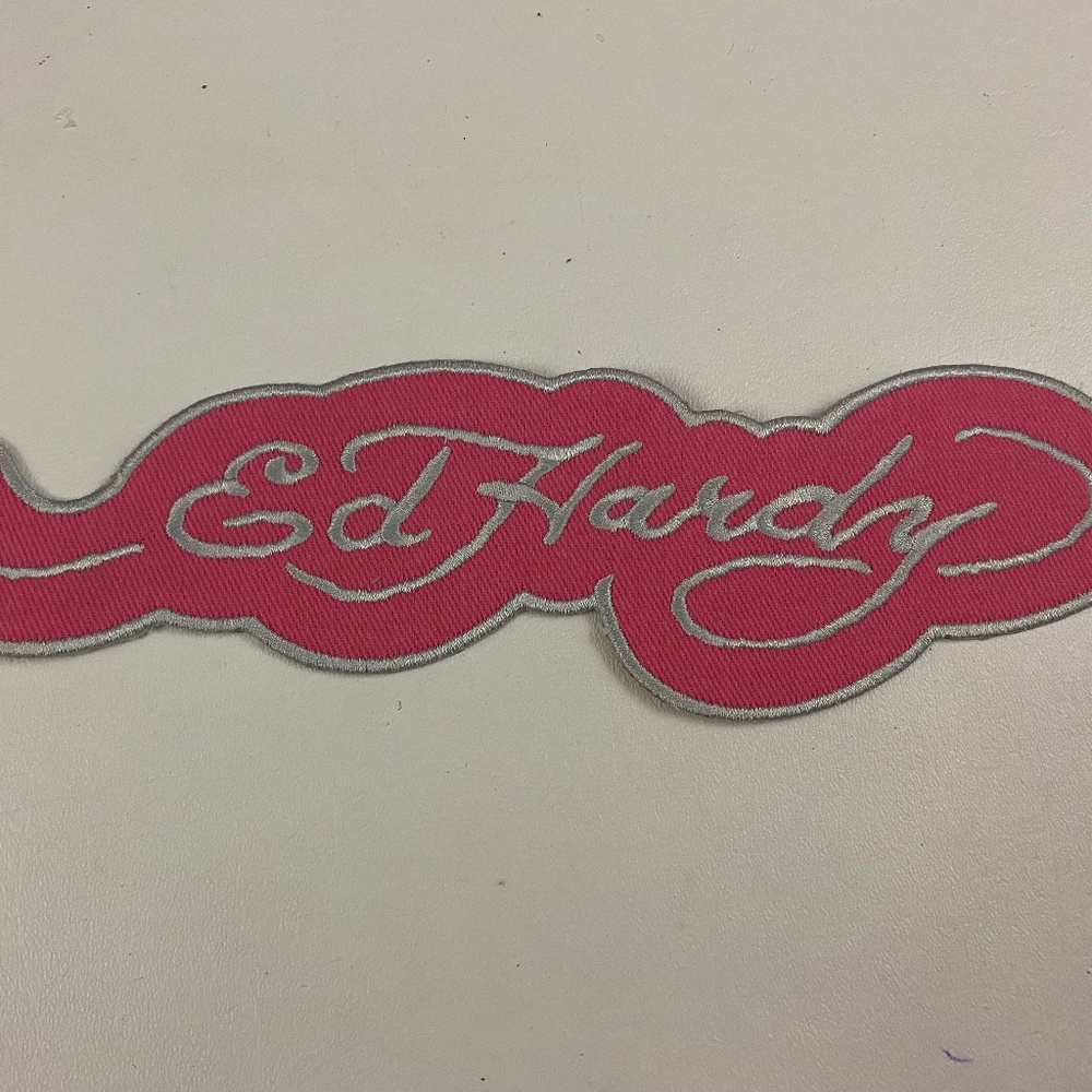 Ed Hardy Pink Iron on Patch Appliqué Embroidered Sewing (Large)